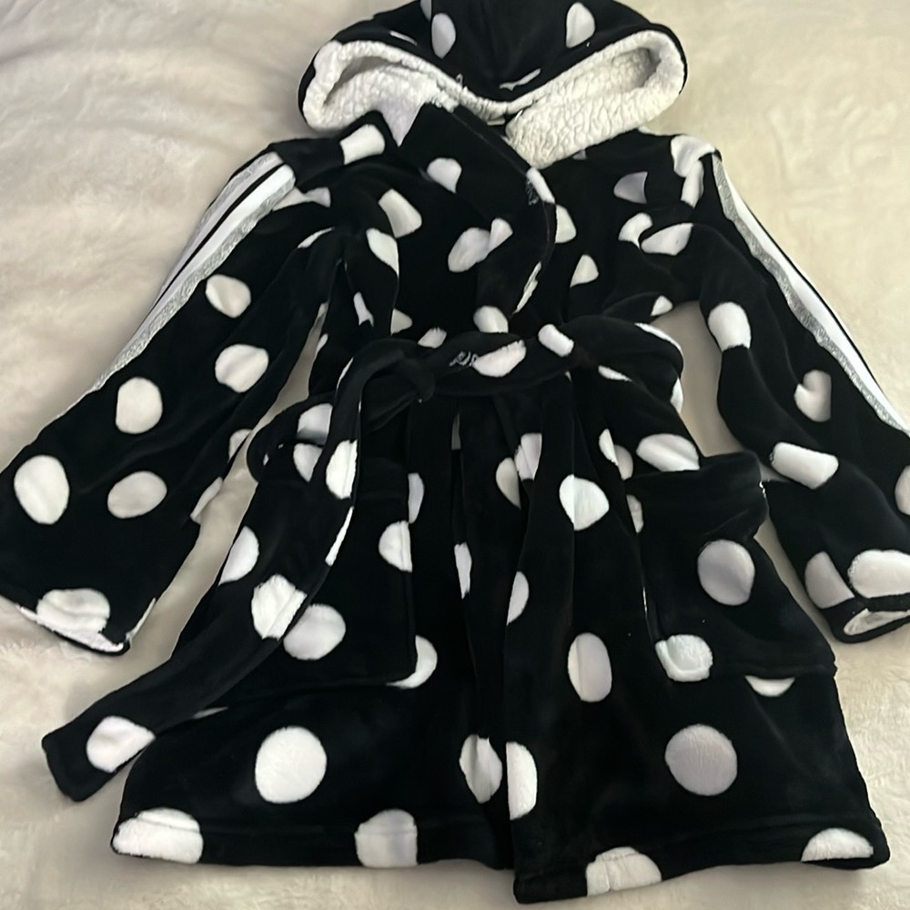 PINK Victoria's Secret Black and White Polka Dot Robe